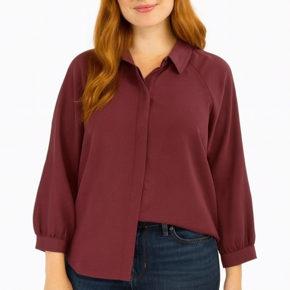 Express Maroon Button down Blouse